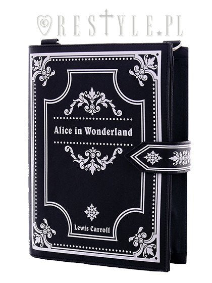 Gothic lolita handbag, Black book Lewis Carroll "Alice in Wonderland"