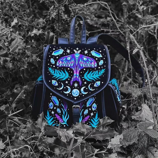 ENCHANTED FOREST BACKPACK Magical backpack with moth embroidery