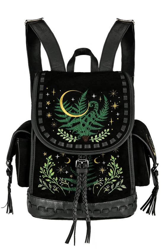 HERBAL BACKPACK with fern and crescent embroidery