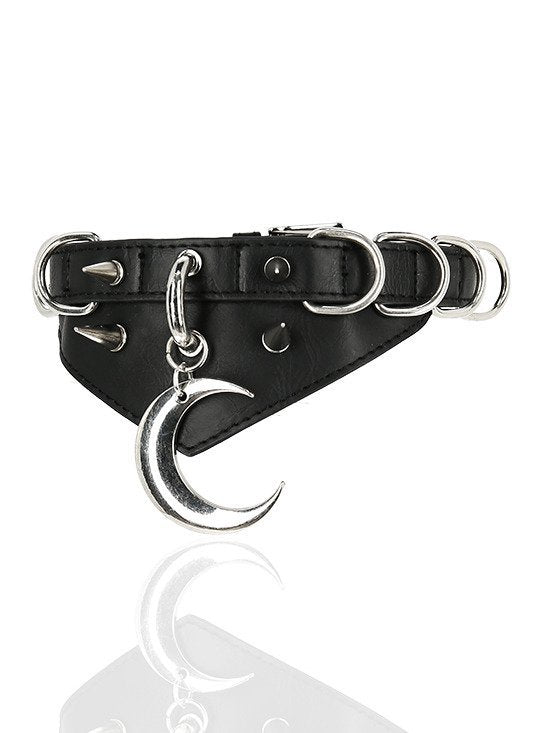 Gothic choker MOON AND D-RING COLLAR