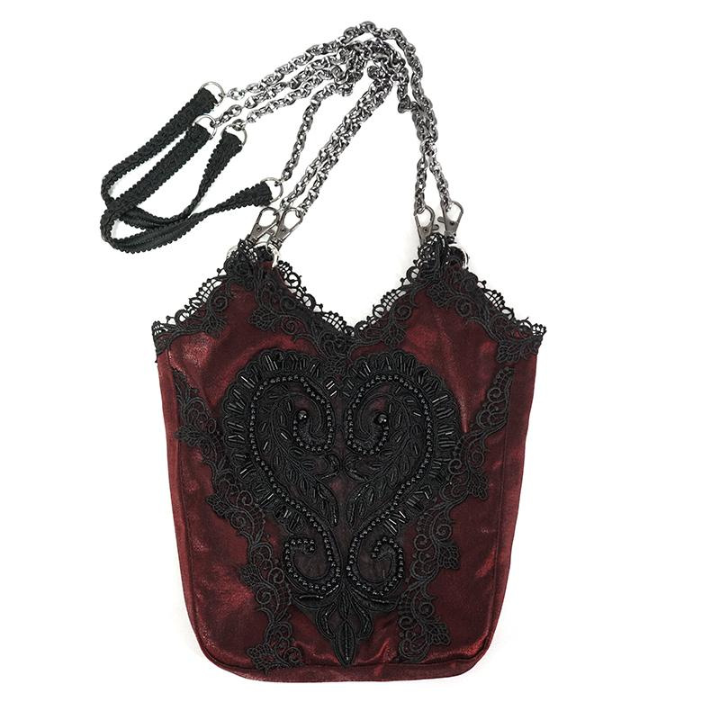 Mystic Misfit' Gothic Shoulder Bag With Chain (Red)