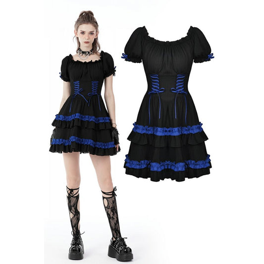 BLUE BLACK DOLL DRESS