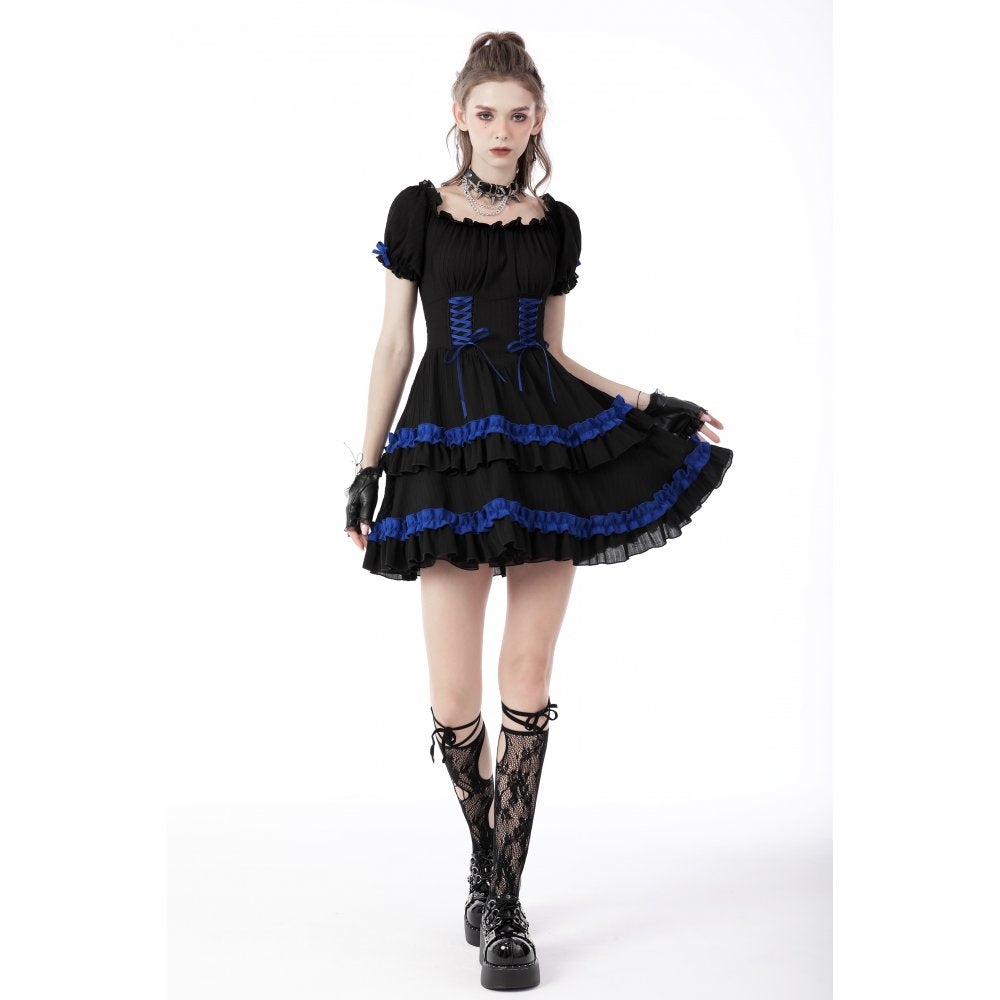 BLUE BLACK DOLL DRESS