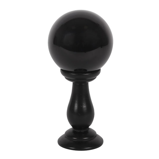 SMALL BLACK CRYSTAL BALL ON STAND