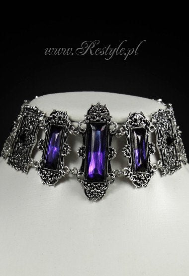 Gothic choker, victorian necklace, rectangle stones "VIVIAN VIOLET"