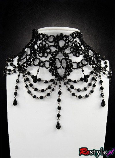 Big Black victorian beaded choker "BURLESQUE"