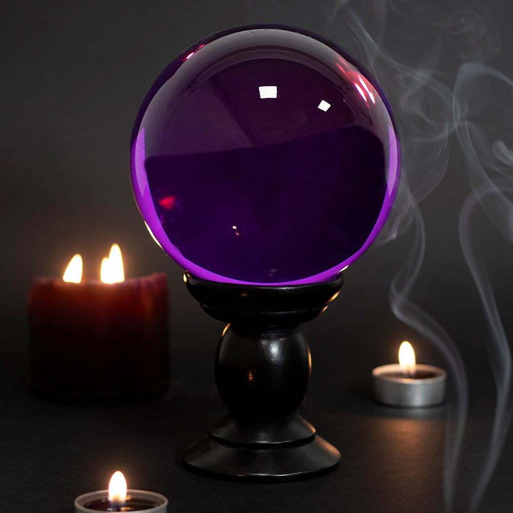 LARGE PURPLE CRYSTAL BALL ON STAND