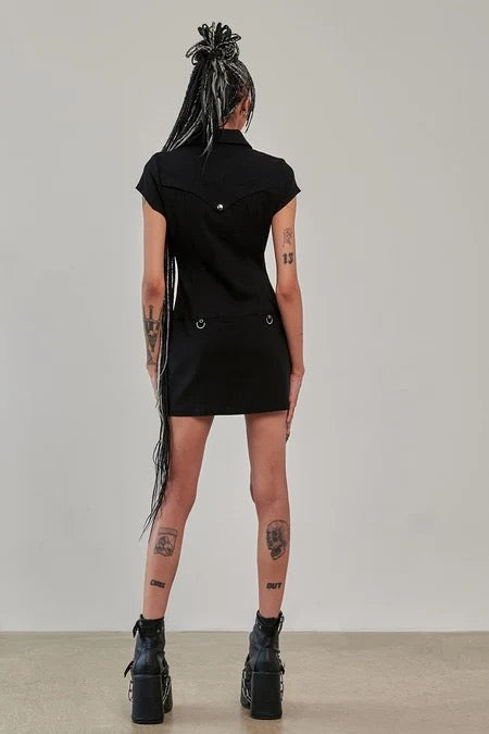 BLACK TARTAN NIGHT ZIP DRESS
