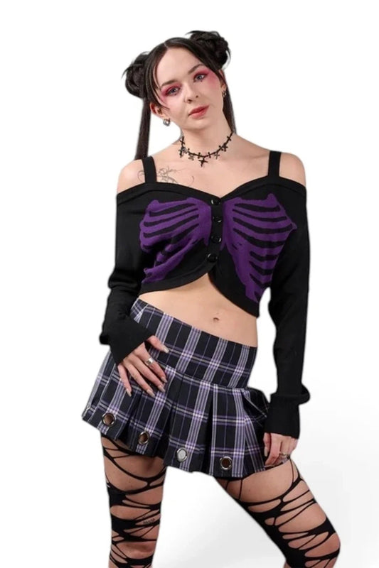 BLACK/PURPLE LIGEIA KNITTED CARDIGAN