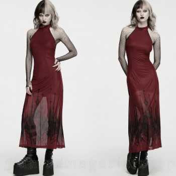 GOTHIC CATHEDRAL ROUGE MESH DRESS