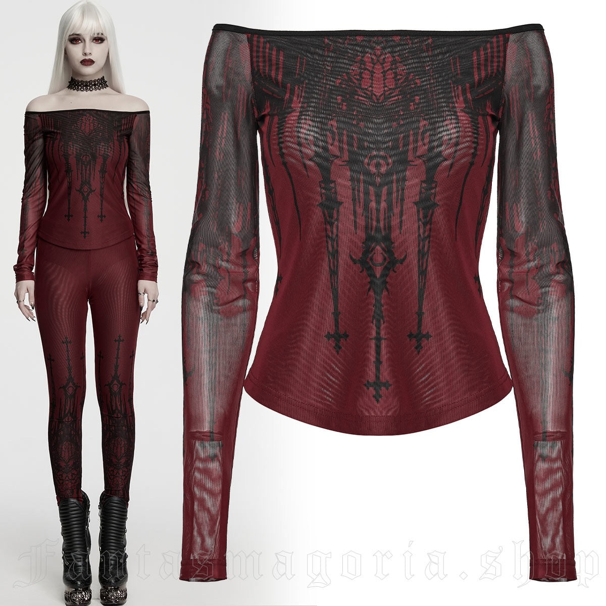 GOTHIC CATHEDRAL ROUGE MESH TOP