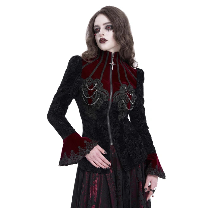 BROCADE BAROQUE RED BLACK JACKET