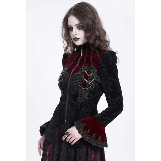 BROCADE BAROQUE RED BLACK JACKET