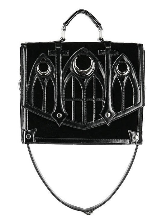 Cathedral Suitcase Black gothic bag with crescents