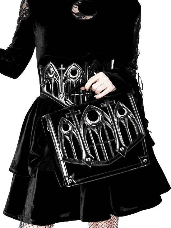 Cathedral Suitcase Black gothic bag with crescents