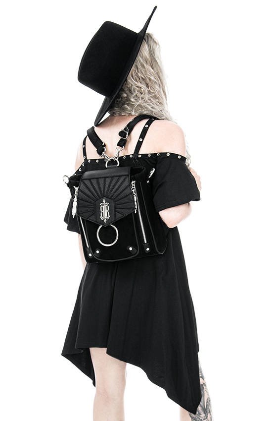 CIRCE BACKPACK and BAG in one, logo gothic purse