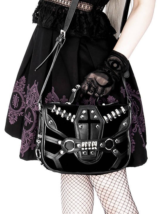 Coffin Purse Gothic Bag with a harness