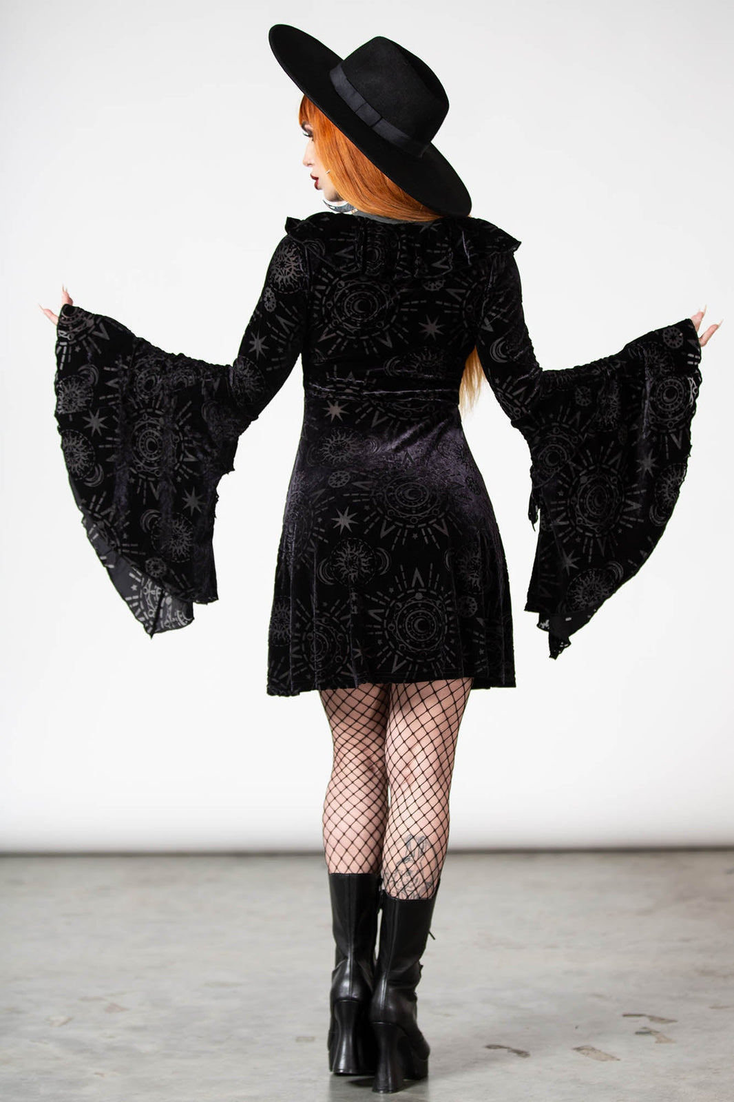 CELESTITE LONG SLEEVE BURNOUT DRESS