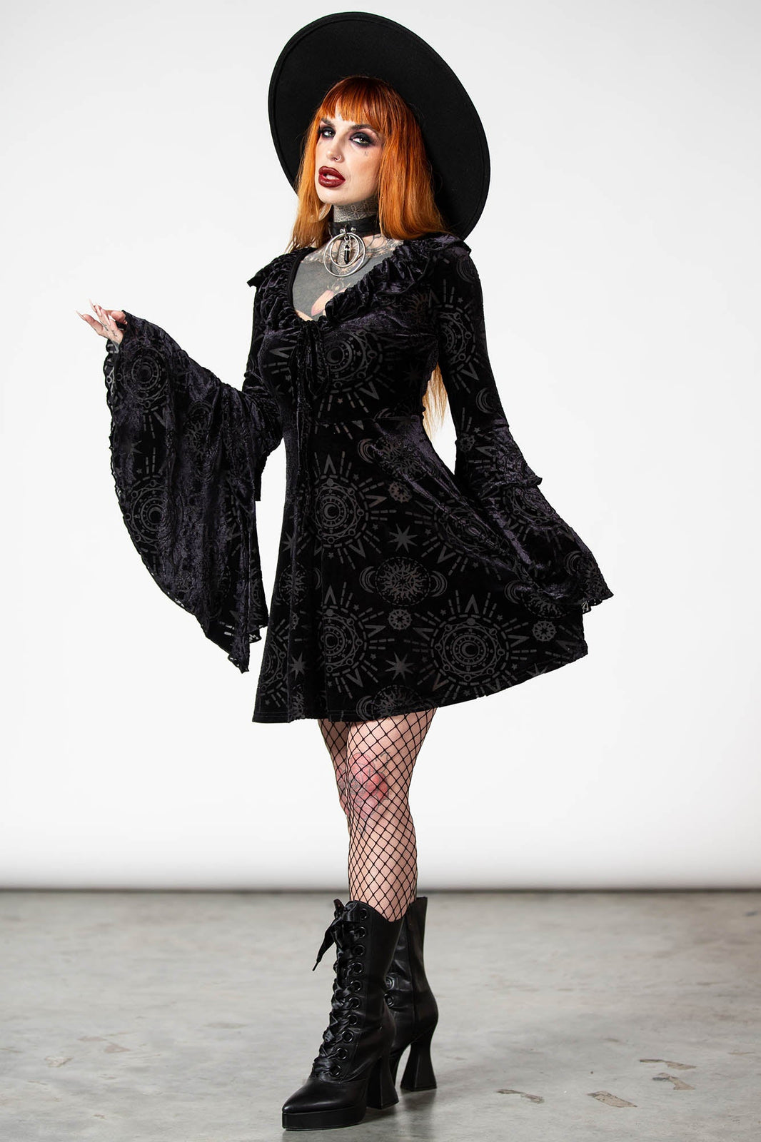 CELESTITE LONG SLEEVE BURNOUT DRESS