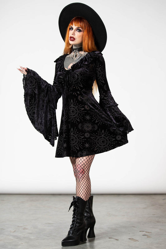 CELESTITE LONG SLEEVE BURNOUT DRESS